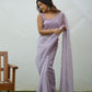 Rajwada Lavender Organza Mirror Work Saree With Unstitched Blouse For Women