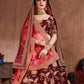 Rajwada Maroon Silk Blend Embroidered Semi-Stitched lehenga For Women