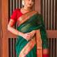 Rajwada Dark Green Silk Blend Zari Work Saree For Women