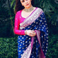Rajwada Violet Silk Blend Zari Work Saree For Women