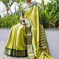 Rajwada Lime Yellow Silk Blend Zari Work Saree For Women