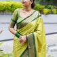 Rajwada Lime Yellow Silk Blend Zari Work Saree For Women