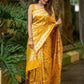 Rajwada Mustard Yellow Silk Blend Zari Work Saree For Women