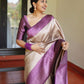 Rajwada Beige Silk Blend Zari Work Saree For Women