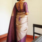 Rajwada Beige Silk Blend Zari Work Saree For Women