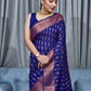 Rajwada Dark Blue Silk Blend Zari Work Saree For Women