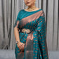Rajwada Teal Blue Silk Blend Zari Work Saree For Women
