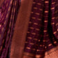 Rajwada Dark Maroon Silk Blend Zari Work Saree For Women