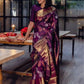 Rajwada Dark Purple Silk Blend Zari Work Saree For Women