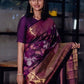Rajwada Dark Purple Silk Blend Zari Work Saree For Women