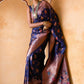 Rajwada Navy Blue Silk Blend Zari Work Saree For Women