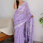 Rajwada Lavender Cotton Solid Saree For Women