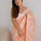Rajwada Peach Cotton Solid Saree For Women
