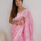 Rajwada Light Pink Cotton Solid Saree For Women