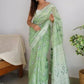 Rajwada Light Green Cotton Solid Saree For Women