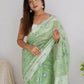 Rajwada Light Green Cotton Solid Saree For Women