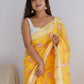 Rajwada Yellow Cotton Solid Saree For Women