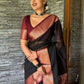 Rajwada Black Silk Blend Zari Work Saree For Women