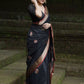 Rajwada Black Silk Blend Zari Work Saree For Women