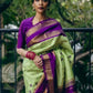 Rajwada Green And Purple Silk Blend Zari Work Saree For Women