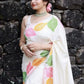 Rajwada Off White Silk Blend Solid Saree For Women