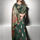 Rajwada Dark Green Silk Blend Zari Work Saree For Women