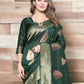 Rajwada Dark Green Silk Blend Zari Work Saree For Women