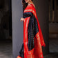 Rajwada Black And Red Silk Blend Zari Work Saree For Women