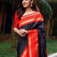 Rajwada Black And Red Silk Blend Zari Work Saree For Women
