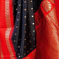 Rajwada Black And Red Silk Blend Zari Work Saree For Women