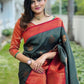 Rajwada Green And Red Silk Blend Zari Work Saree For Women
