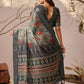 Rajwada Grey Silk Blend Printed Saree For Women