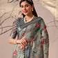 Rajwada Grey Silk Blend Printed Saree For Women