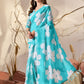 Rajwada Sky Blue Georgette Solid Saree For Women