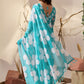 Rajwada Sky Blue Georgette Solid Saree For Women