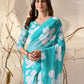 Rajwada Sky Blue Georgette Solid Saree For Women