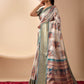 Rajwada Ivory Silk Blend Printed Saree For Women