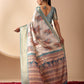 Rajwada Ivory Silk Blend Printed Saree For Women