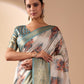Rajwada Ivory Silk Blend Printed Saree For Women