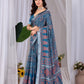 Rajwada Teal Blue Silk Blend Printed Saree For Women