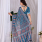 Rajwada Teal Blue Silk Blend Printed Saree For Women