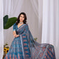 Rajwada Teal Blue Silk Blend Printed Saree For Women