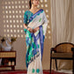 Rajwada White Silk Blend Printed Saree For Women