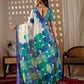 Rajwada White Silk Blend Printed Saree For Women