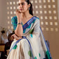Rajwada White Silk Blend Printed Saree For Women