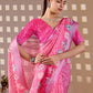 Rajwada Pink Silk Blend Printed Saree For Women