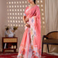 Rajwada Peach Pink Silk Blend Printed Saree For Women