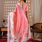 Rajwada Peach Pink Silk Blend Printed Saree For Women