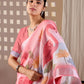 Rajwada Peach Pink Silk Blend Printed Saree For Women