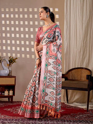 Rajwada Multicolor Silk Blend Printed Saree For Women